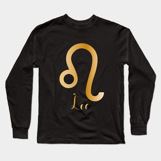 Leo Zodiac Sign golden Long Sleeve T-Shirt by Symbolsandsigns